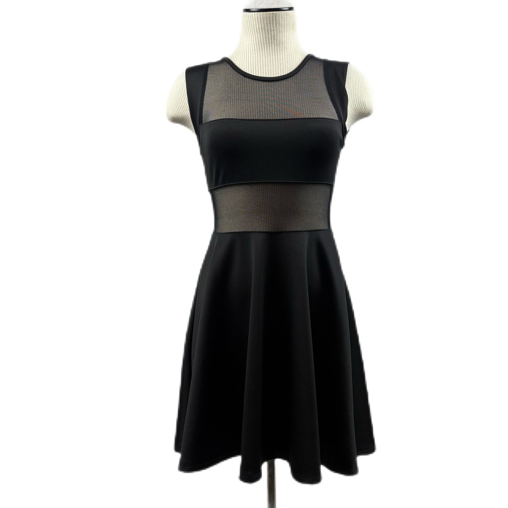 Body Central Black Mesh Mini Dress Womens‎ Sm. Sheer Bodycon Coquette Sexy Party